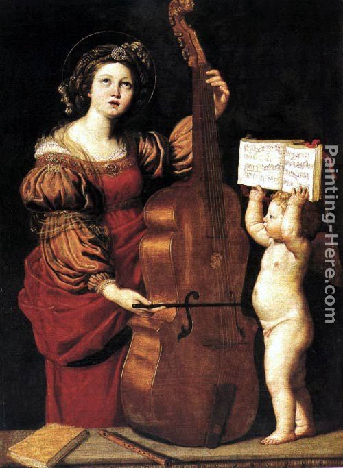 St Cecilia painting - Domenichino St Cecilia art painting